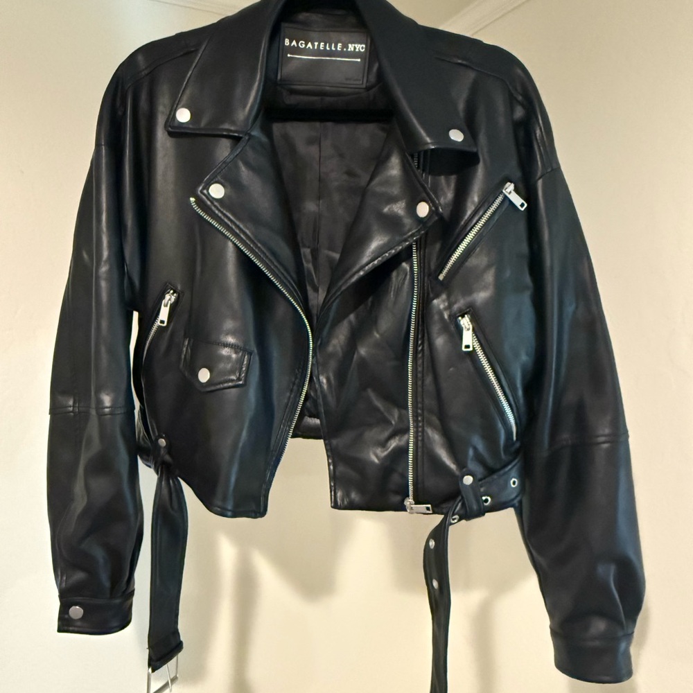 Bagatelle Black Leather Moto Jacket - Picture 2 of 3